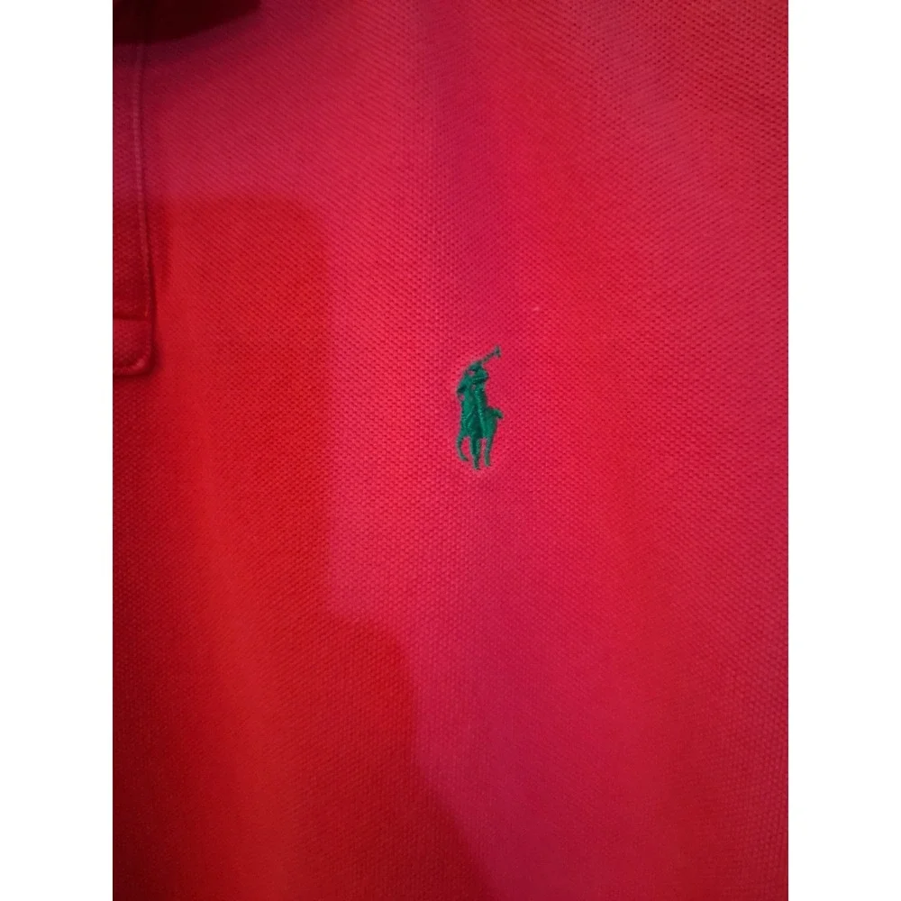 Polo Ralph Lauren Mens Classic Fit Dark Pink Cotton Mesh Pique Polo Shirt Medium